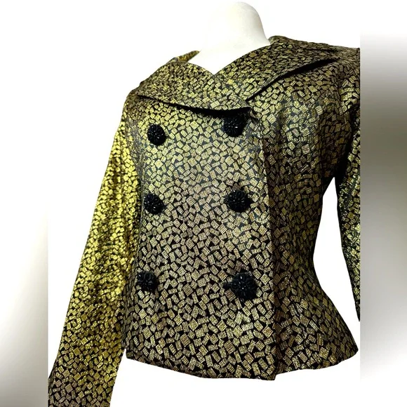 LILLY RUBIN VINTAGE GOLD METALLIC BLAZER. - Picture 8 of 10